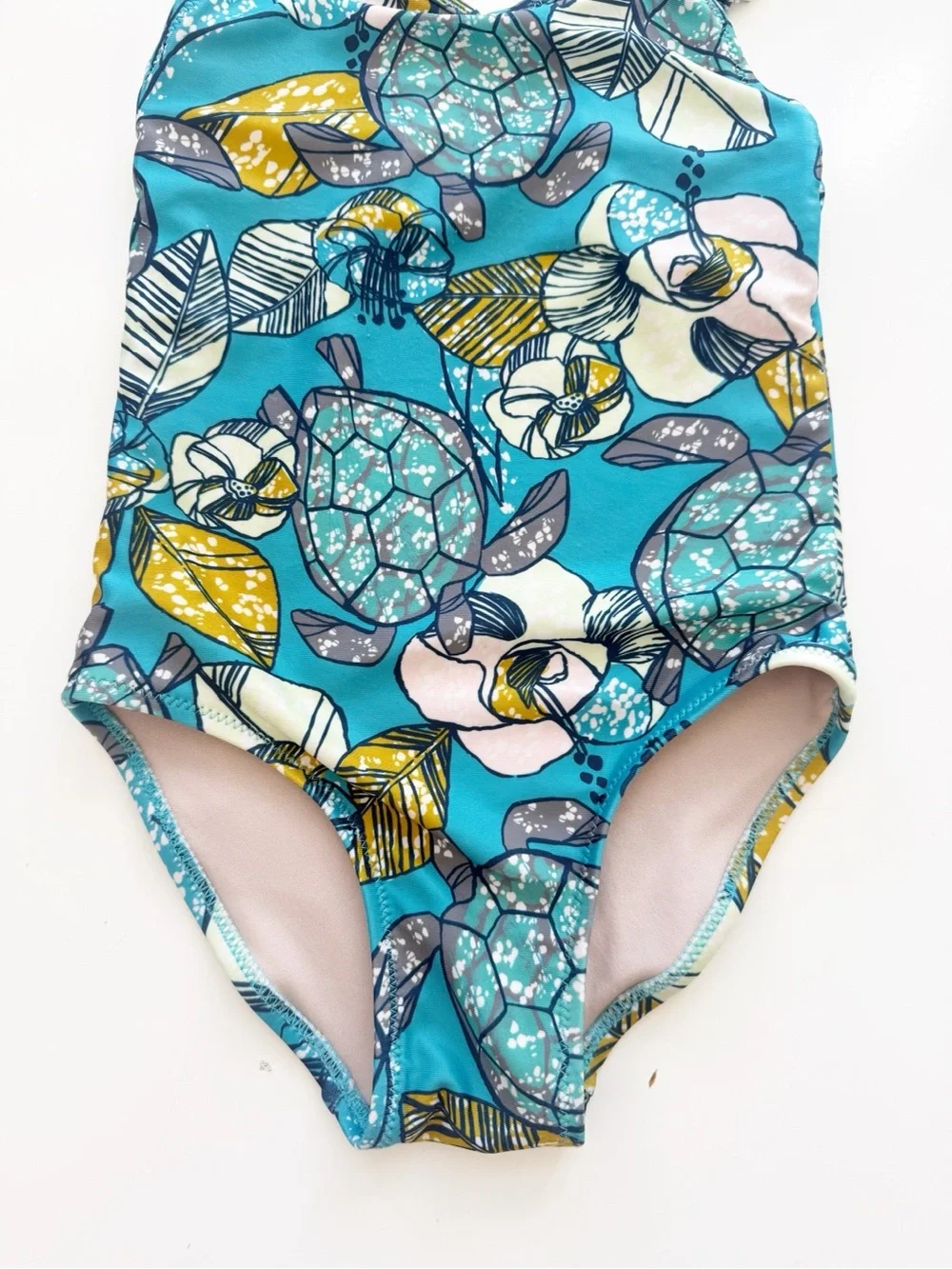 Tea Collection One Piece Turtle Ruffle Swimsuit Size 5